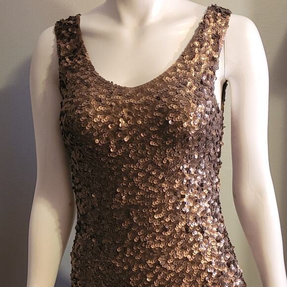 Amber Blue Gold Sequin Party Dress Small Slip Bodycon Cocktail Prom Holiday Sexy - Picture 4 of 11
